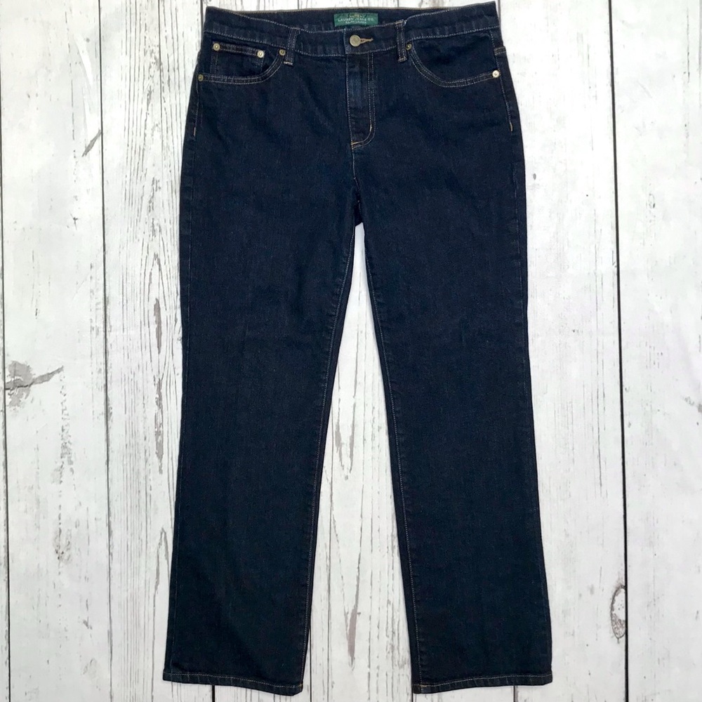 LRL Ralph Lauren CLASSIC STRAIGHT High Waisted Jeans Dark Indigo SZ 12
